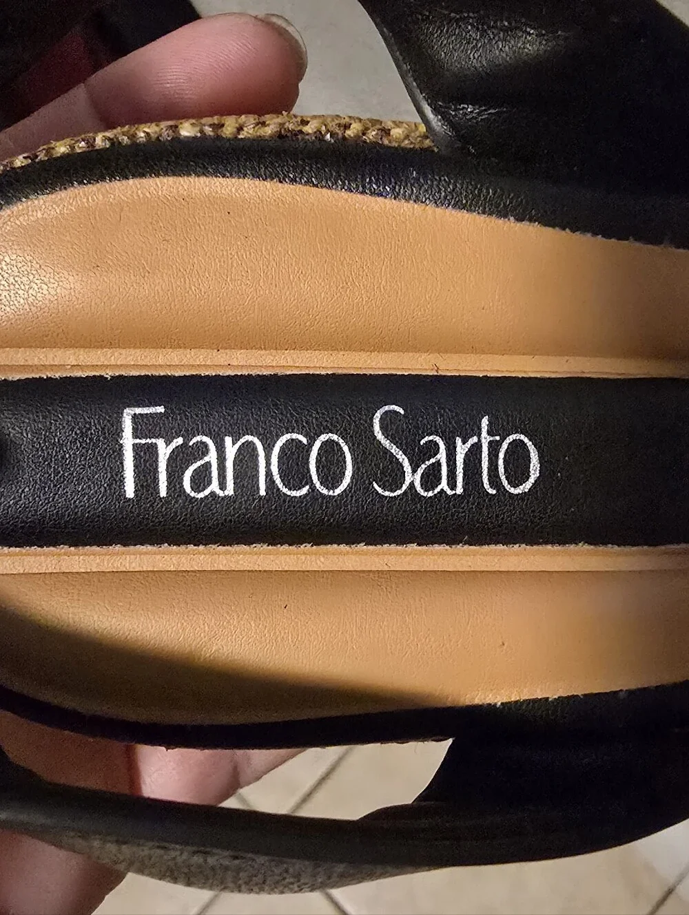 Franco Sarto Women's Toni Espadrille Wedge Sandals in black leather.